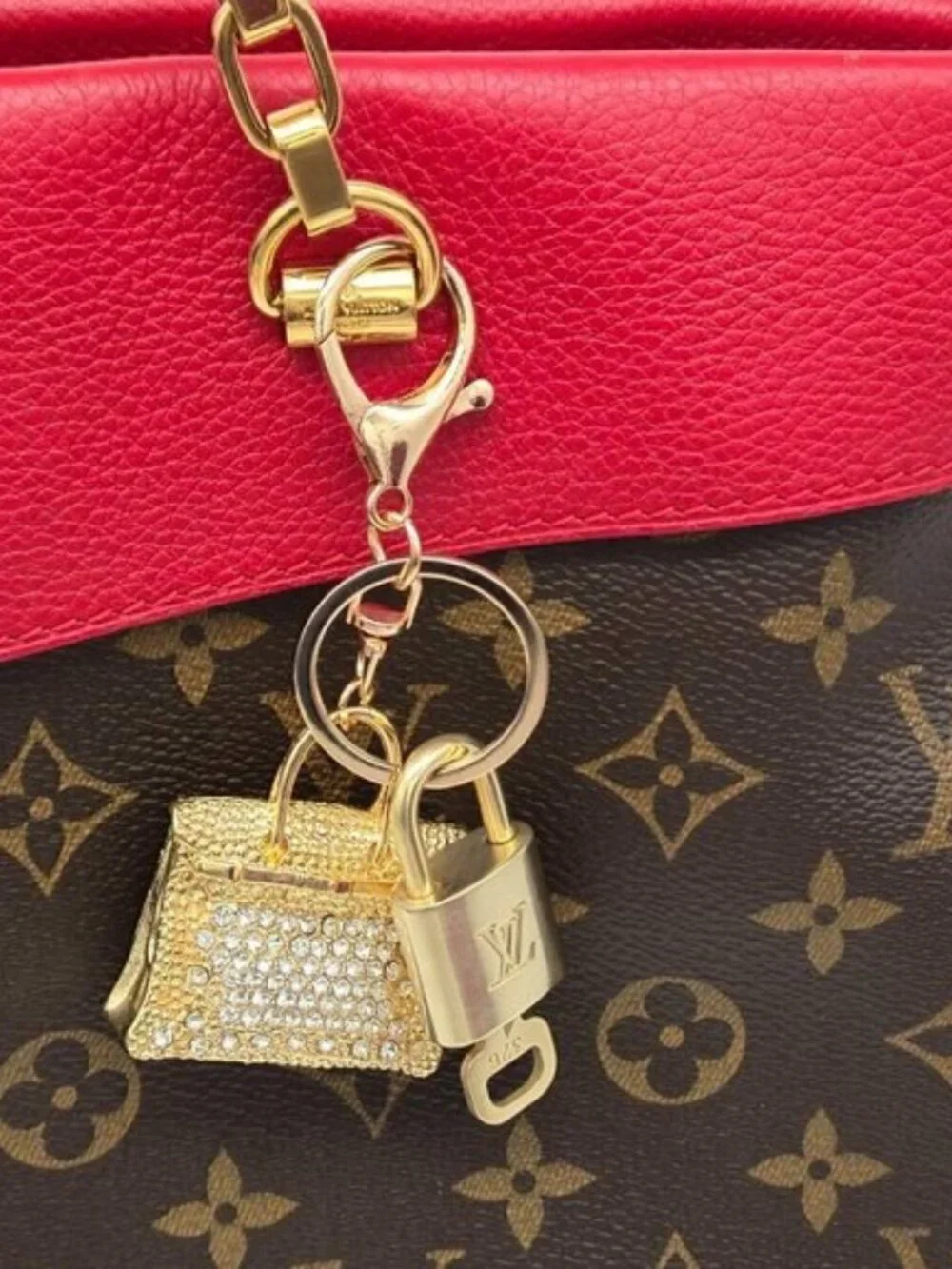 Louis Vuitton Gold Padlock 🔒 Key Set Authentic LV w/ Unbranded Bag Keychain